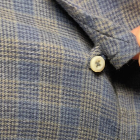 Billy Reid Standard Cut Long Sleeve Button Down Blue/Grey Plaid Shirt Men LARGE - Picture 5 of 7